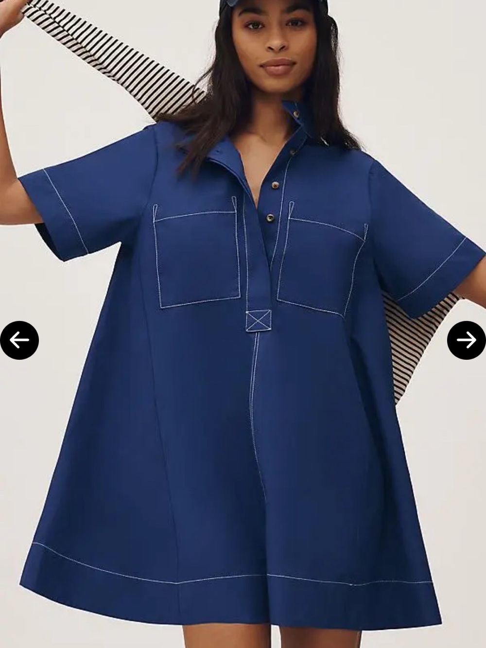 Maeve - Oversized Blue Short-Sleeve Shirt Dress